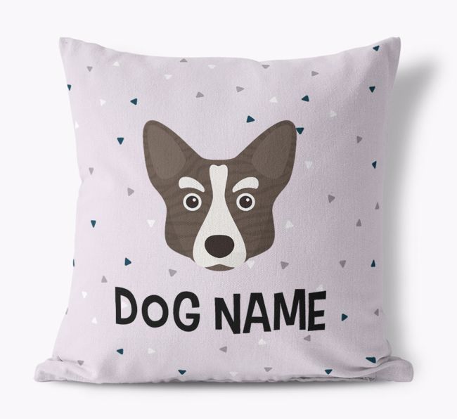 Triangle Pattern with {dogsName}'s Icon: Personalised Canvas Cushion